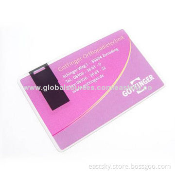 Promotional Gift Card USB Flash Drive, 64MB to 32GB Memory Capacity/USB2.0 Interface, Plug-and-play